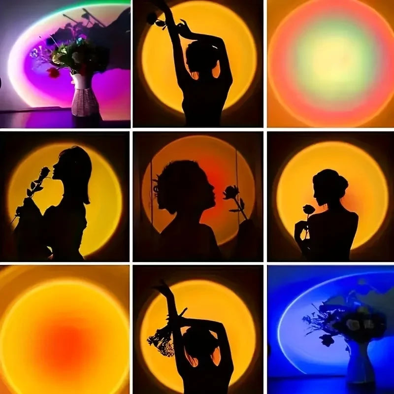 Efecto de atardecer proyectado en una pared